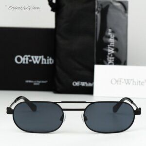 Off-White Men Sunglasses Black Grey Oval OERI123 VAIDEN 1007 NEW AUTHENTIС